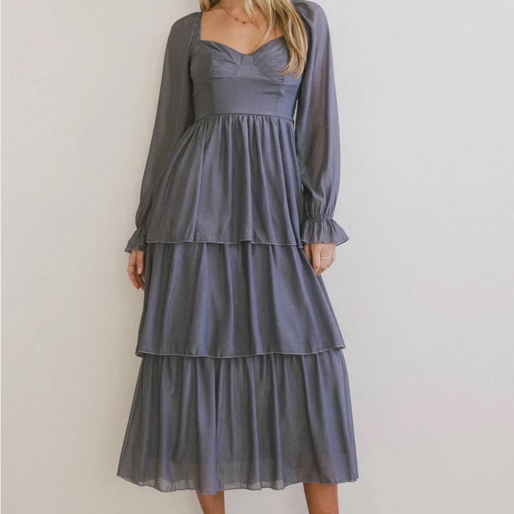 Bohme Manning Shimmery Midi Dress in Slate - Picture 3 of 3